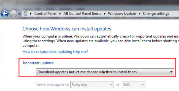 choose to install updates