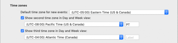 add 3 time zones to Outlook for Mac