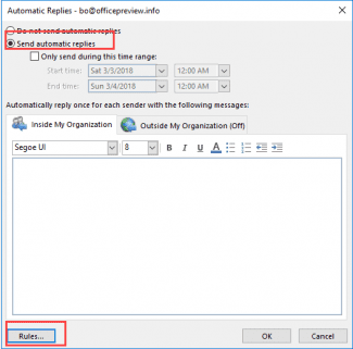 Use Automatic reply rules without sending an Out of Office message ...