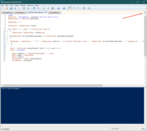 Powershell to display snoozed reminders