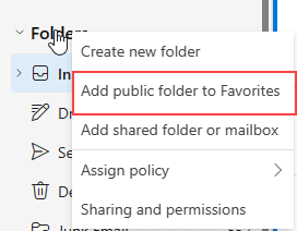 add public folder favorites command