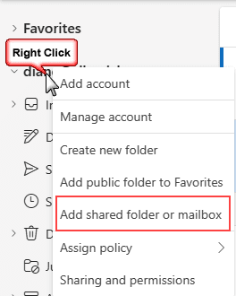 Add shared mailbox to Outlook for windows