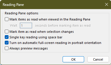 mark as read options in classic outlook