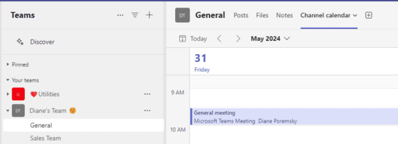 Teams Channel calendar