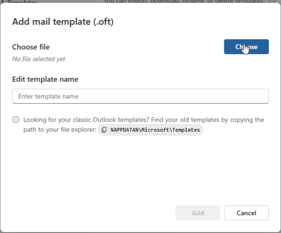 Add a template to your account 