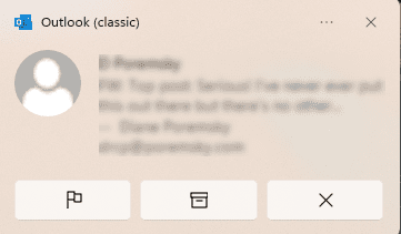 notifications for in classic Outlook for Microsoft accounts