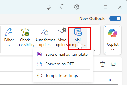 Save email as template or Edit template