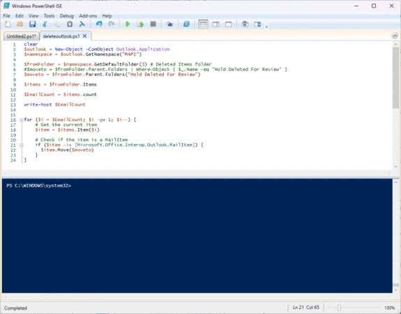 use PowerShell to move messages to another folder