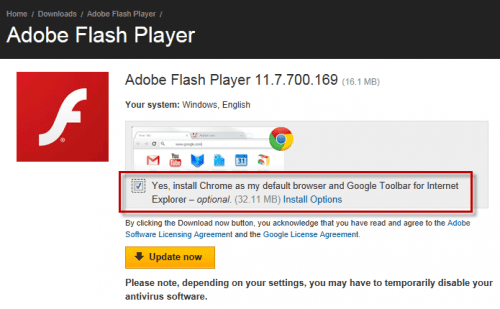 Bad Adobe installs Chrome by default