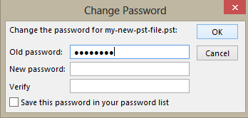 Change the password on a pst file