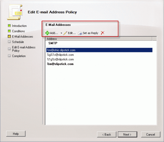Configure an email address policy in Exchange server