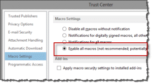 Enable macros