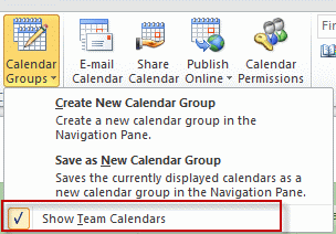 Expand calendar groups to hide team calendars
