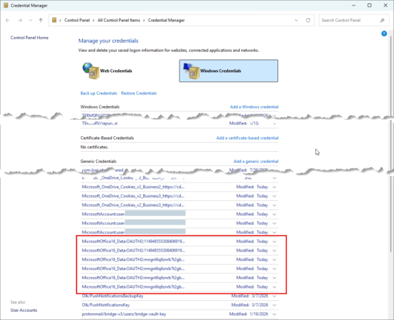 open credential manager and find the MicrosoftOffice data entries