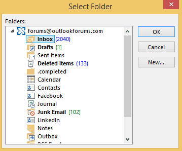 Open Outlook's Folder Picker