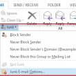 Select the junk email command to open the junk mail options dialog