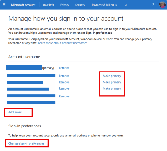 manage how you sign into Microsoft account