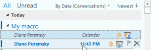 Meeting request and associated appointment in conversation view