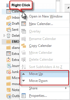 Move or drag folders to arrange in the folder list