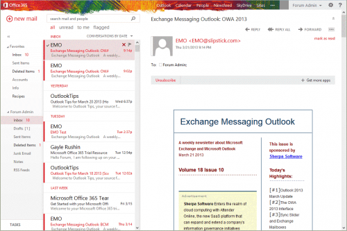 OWA 2013 Mail module