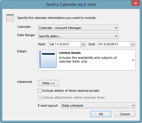 Send by email dialog