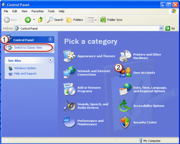 Windows XP Control panel