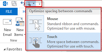 Switch between touch and mouse mode